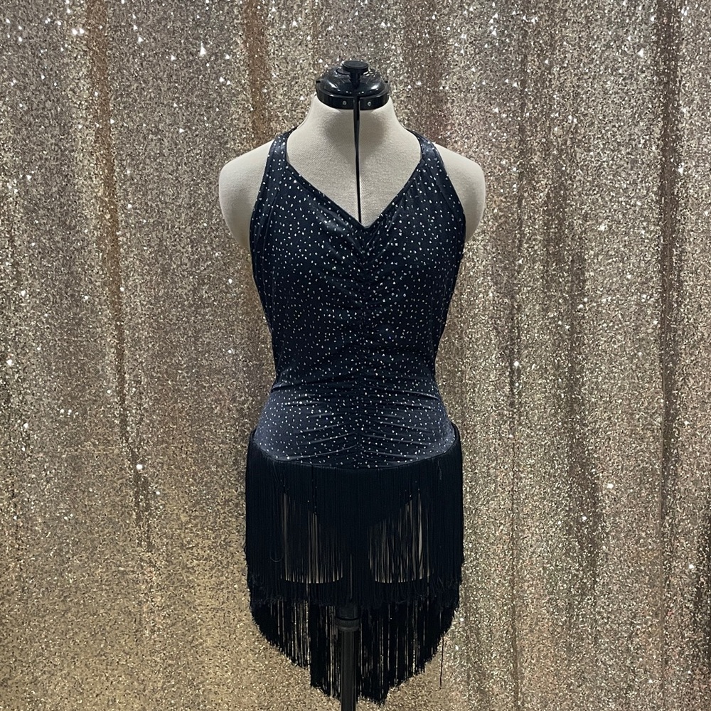 Elegant Black Fringe Dance Dress